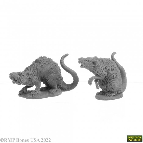 Reaper Bones USA Dungeon Dwellers: Barrow Rats (2) - Plastic Miniatures