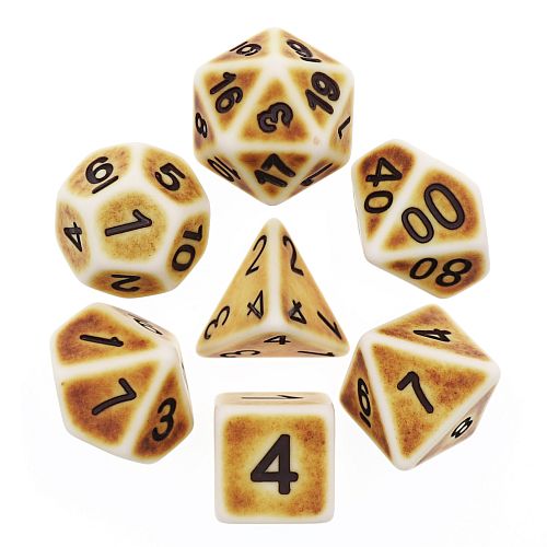 Dice - Terningesæt -  7 Terninger - Dicez0r: Ancient - Bone (Brown with Black)