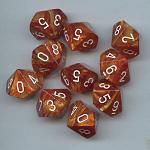 Dice - Terningesæt - 10 terninger - Lustrous D10 (10 Sidet) - Bronze With White - Signature