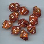 Dice - Terningesæt - 10 terninger - Lustrous D10 (10 Sidet) - Bronze With White - Signature             