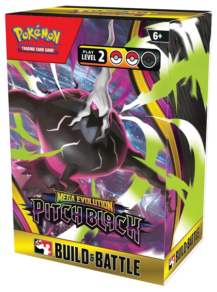 Pokemon Mega Evolution: Pitch Black - Build & Battle Kit (Prerelease Box) - Promokort, 4 Boosters og mere!