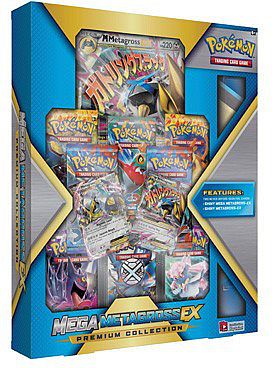 Se Pokemon Premium Collection Box: Shiny Mega Metagross-EX - 8 Boosters, EX og Mega EX hos Kelz0r.dk