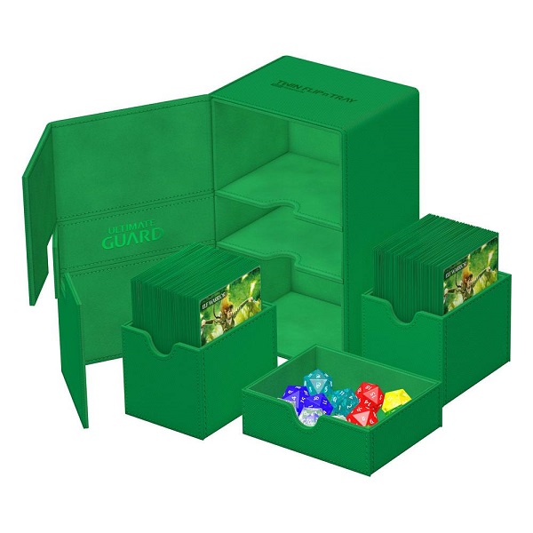 Billede af Ultimate Guard Twin Flip 'n' Tray Deck Case (Deck Box) 160+ Standard Size XenoSkin Monocolor Green (GrÃ¸n)
