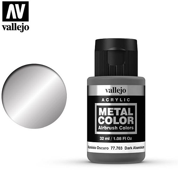 Se Vallejo - Metal Color Airbrush Maling - Dark Aluminium 32 Ml hos Kelz0r.dk