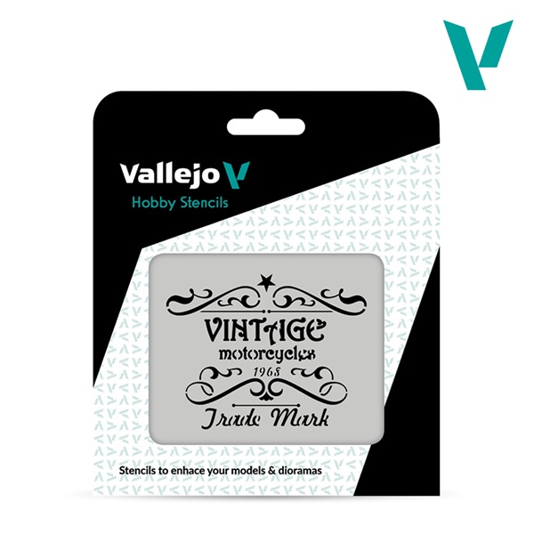 Vallejo - Hobby Stencils: Vintage Motorcycles Sign (125x125mm)