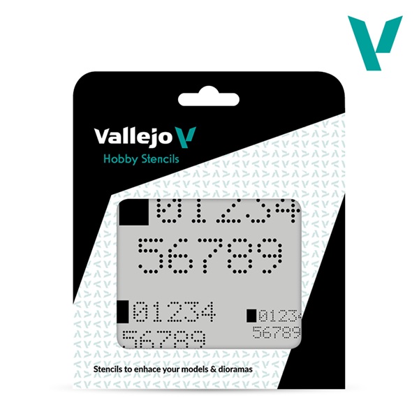 Vallejo - Hobby Stencils: Digital Numbers (125x125mm)
